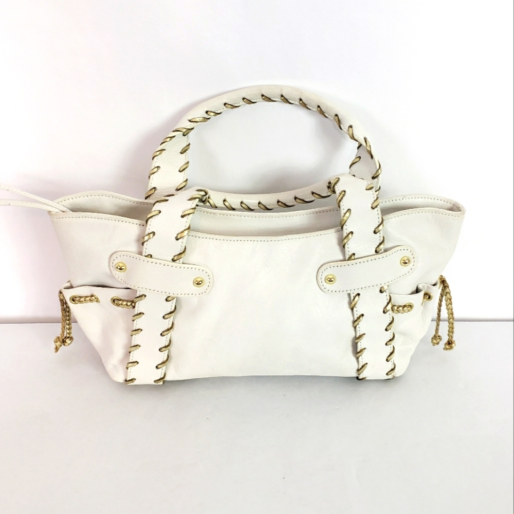 Kooba Gold and White Shoulder Bag with Braided Handles